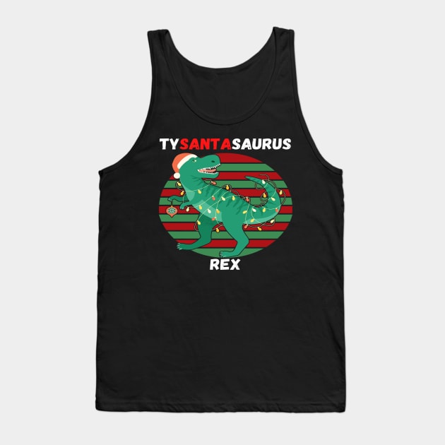 Santa Dinosaur T-Rex Raptor Christmas Presents Family Gift Tank Top by Lone Wolf Works